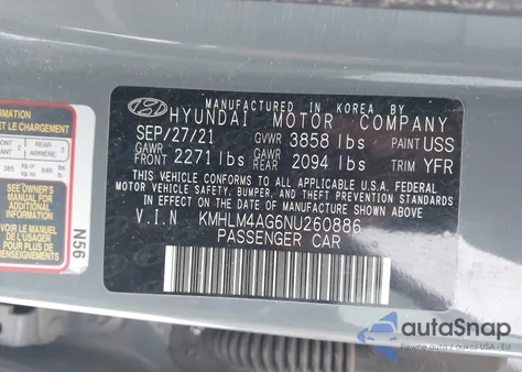 2022 Hyundai Elantra Sel from USA, damaged, VIN KMHLM4AG6NU260886